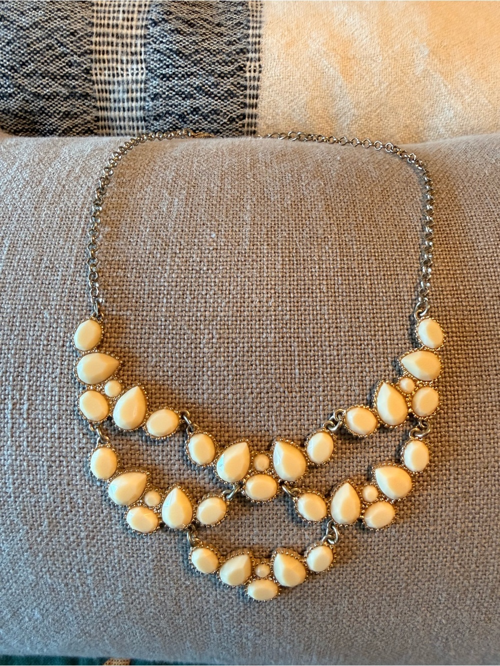 Elegant Cream Multi-Row Statement Necklace - Women Jewelry